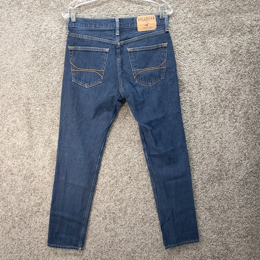 Hollister Mens Dark Wash Button Fly 100% Cotton Jeans W30 L30 Blue